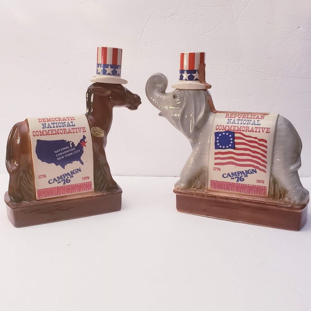 Pair Of 1976 Ezra Brooks Convention Decanters